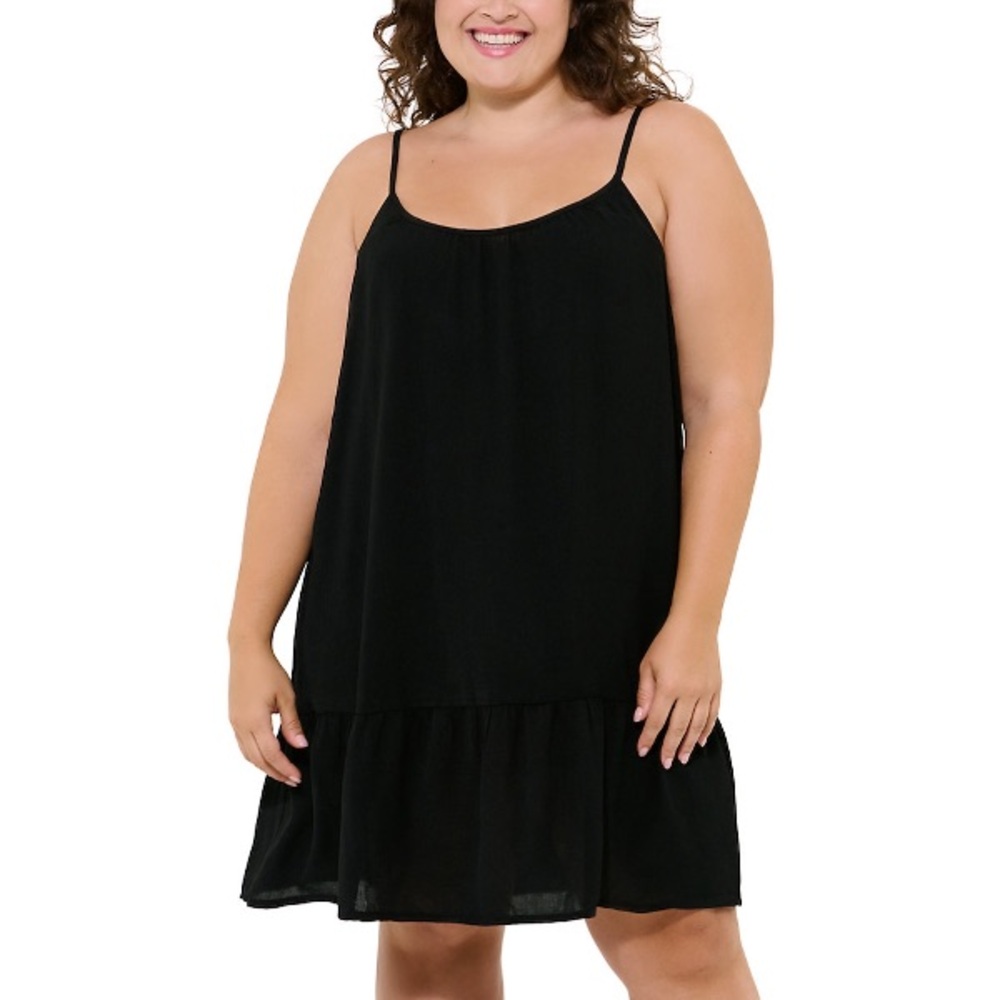 🆕 Freshwater tiered swim cover-up dress in black (Kohls) *NWT* $48